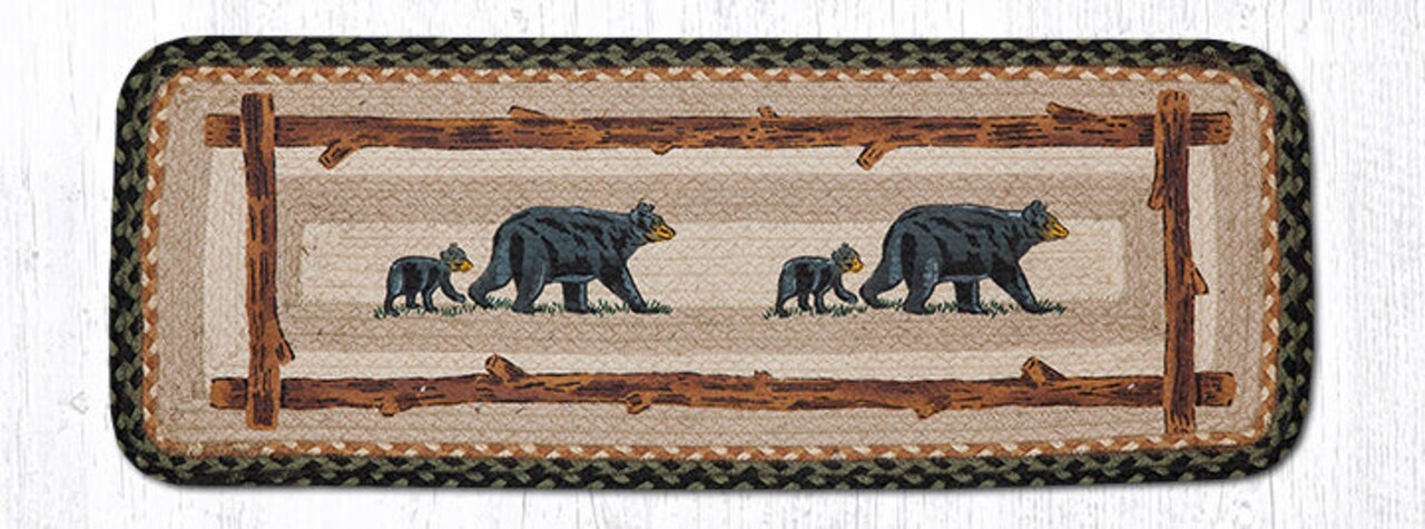Earth Rugs PP-116 Mama & Baby Bear Oblong Printed Table Runner 13" x 36"